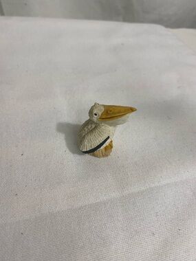 Mini Pelican Bird Figurine Hand Painted Resin Coastal Beach Decor 1.5”